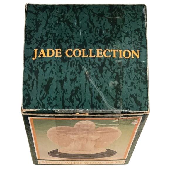 World Bazaars Jade Collection Angel w/Wood Base 5" Resin Original Box - Picture 8 of 8